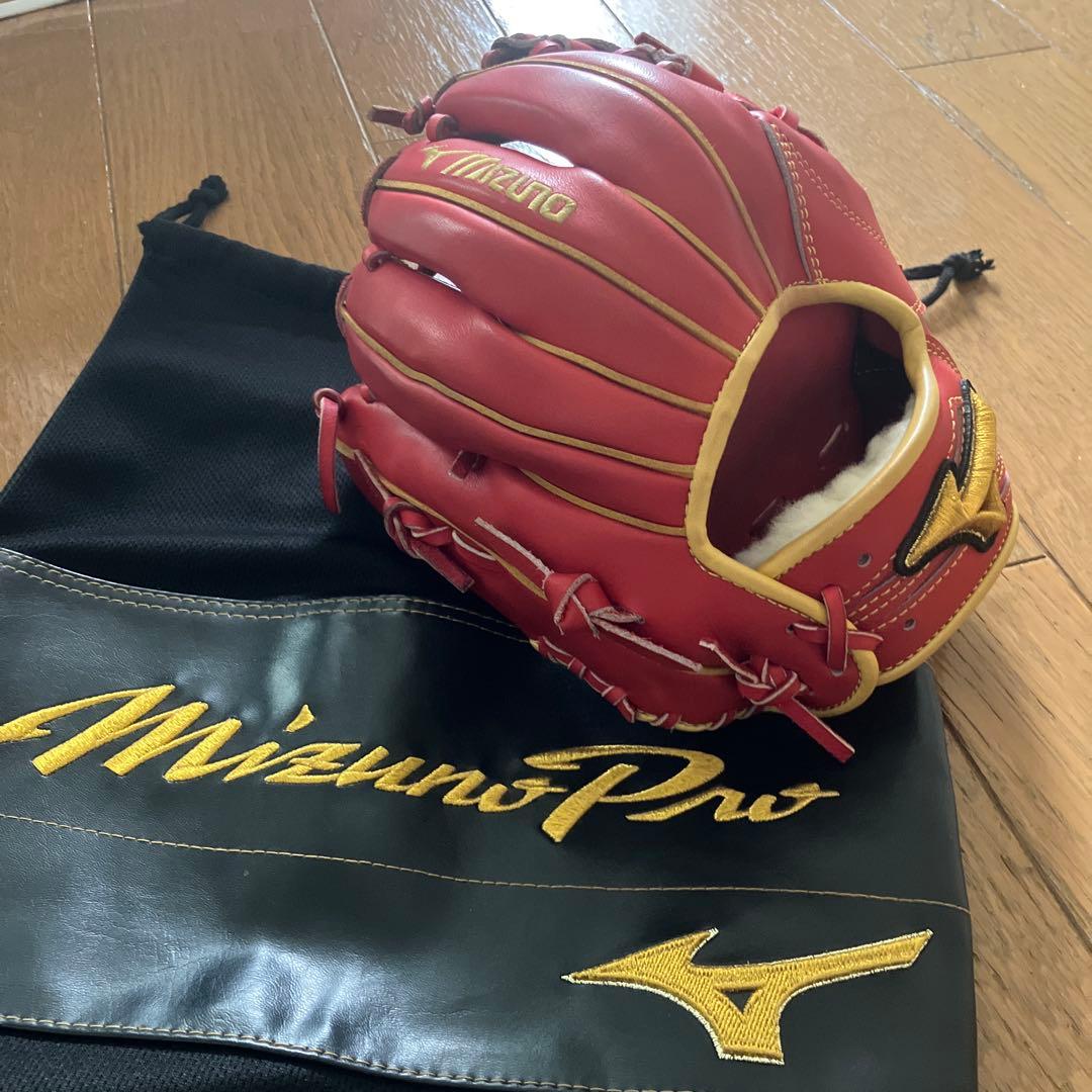 MizunoPro 軟式グローブ レッド 収納袋付き
