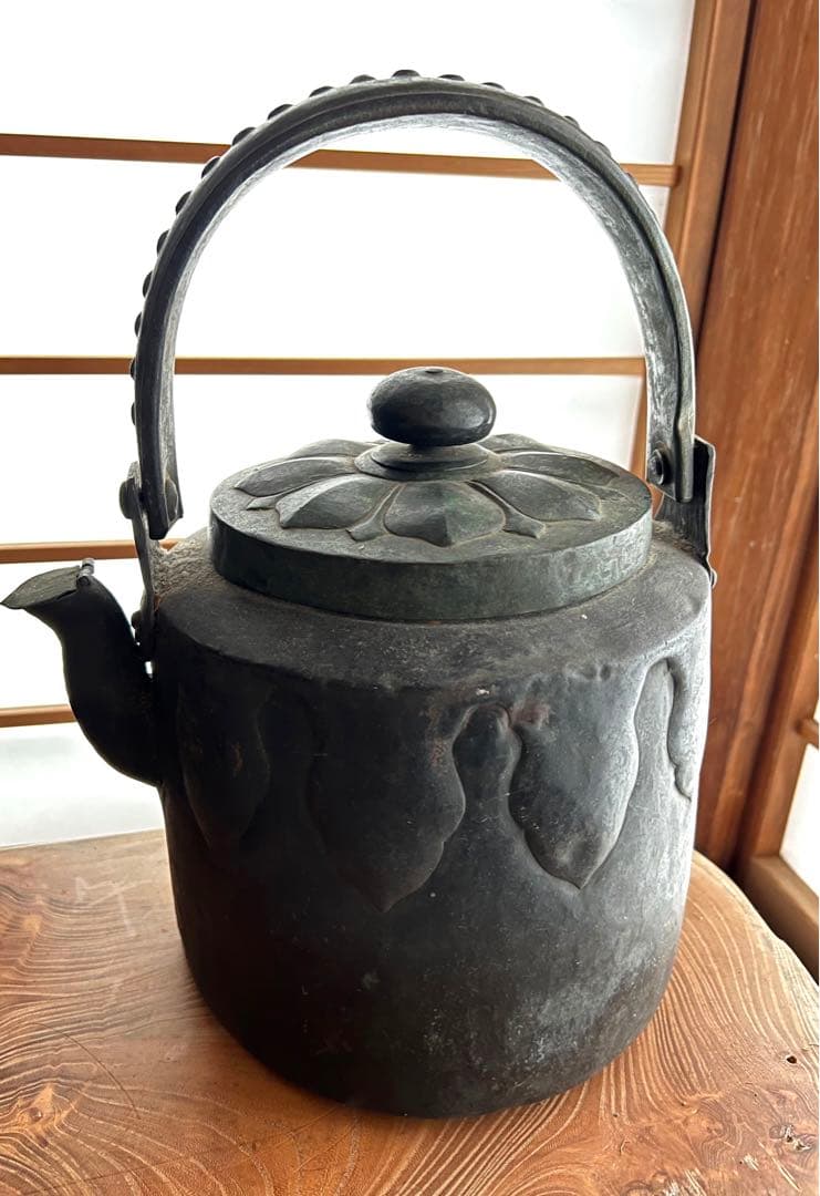 お値下げ　特大サイズ　やかん　薬缶　金属製　アンティーク