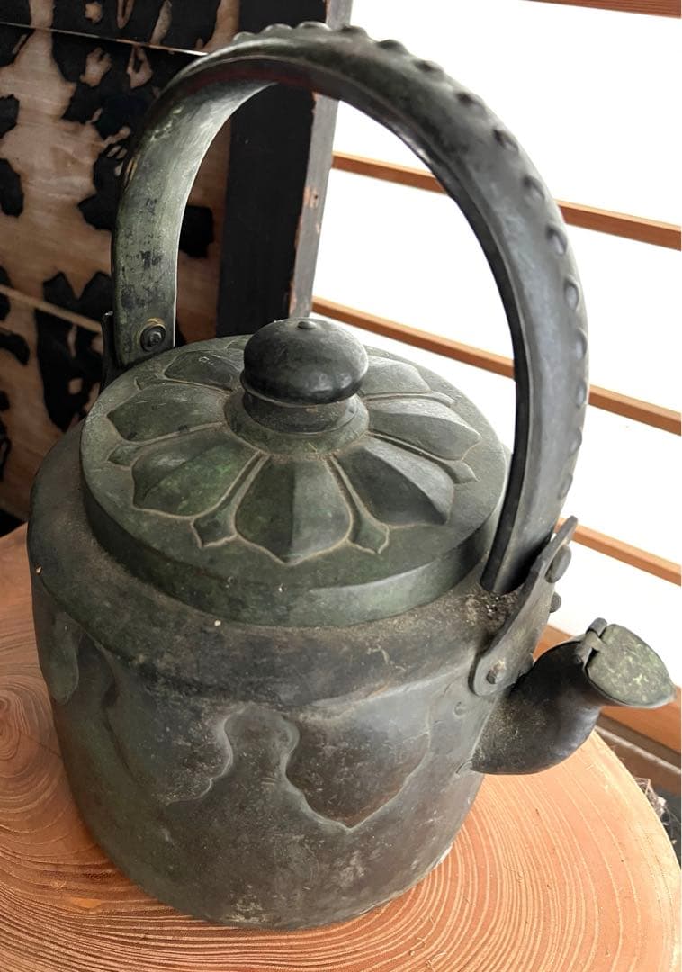 お値下げ　特大サイズ　やかん　薬缶　金属製　アンティーク