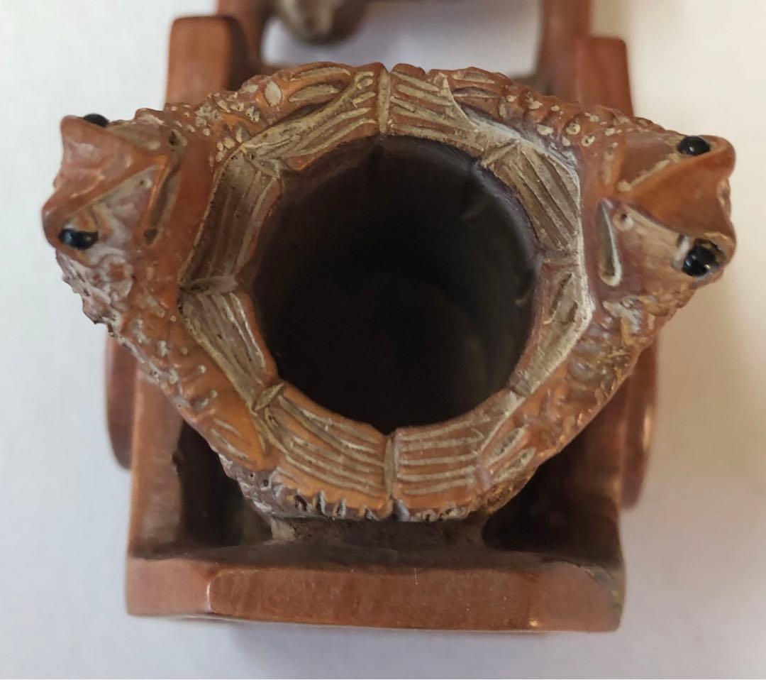 カエル車アンティークオブジェ小物入り透かし彫り蛙現品無料発送です