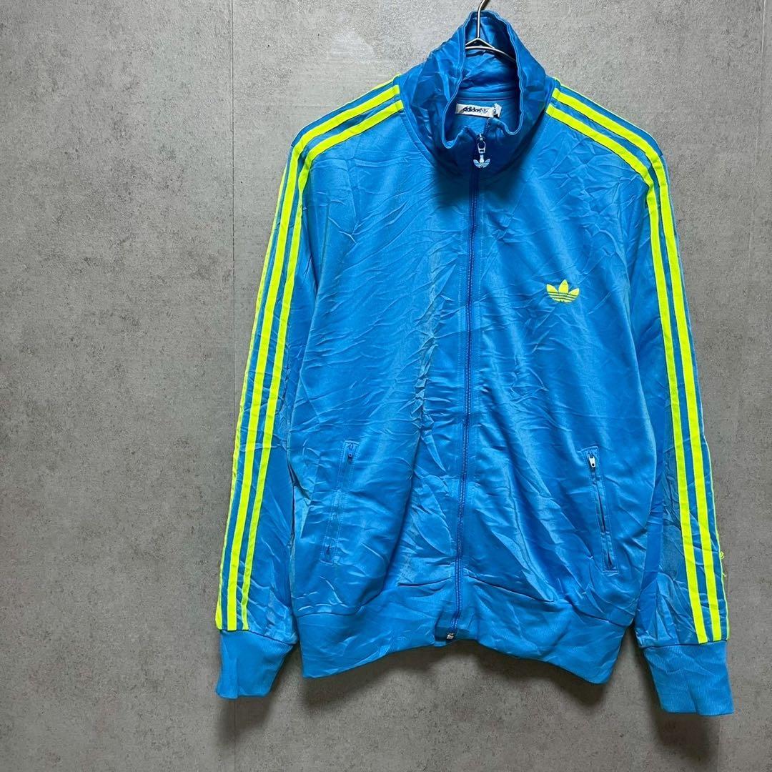 adidas アディダス　蛍光ライン　トラックジャケット ビッグトレフォイルロゴ