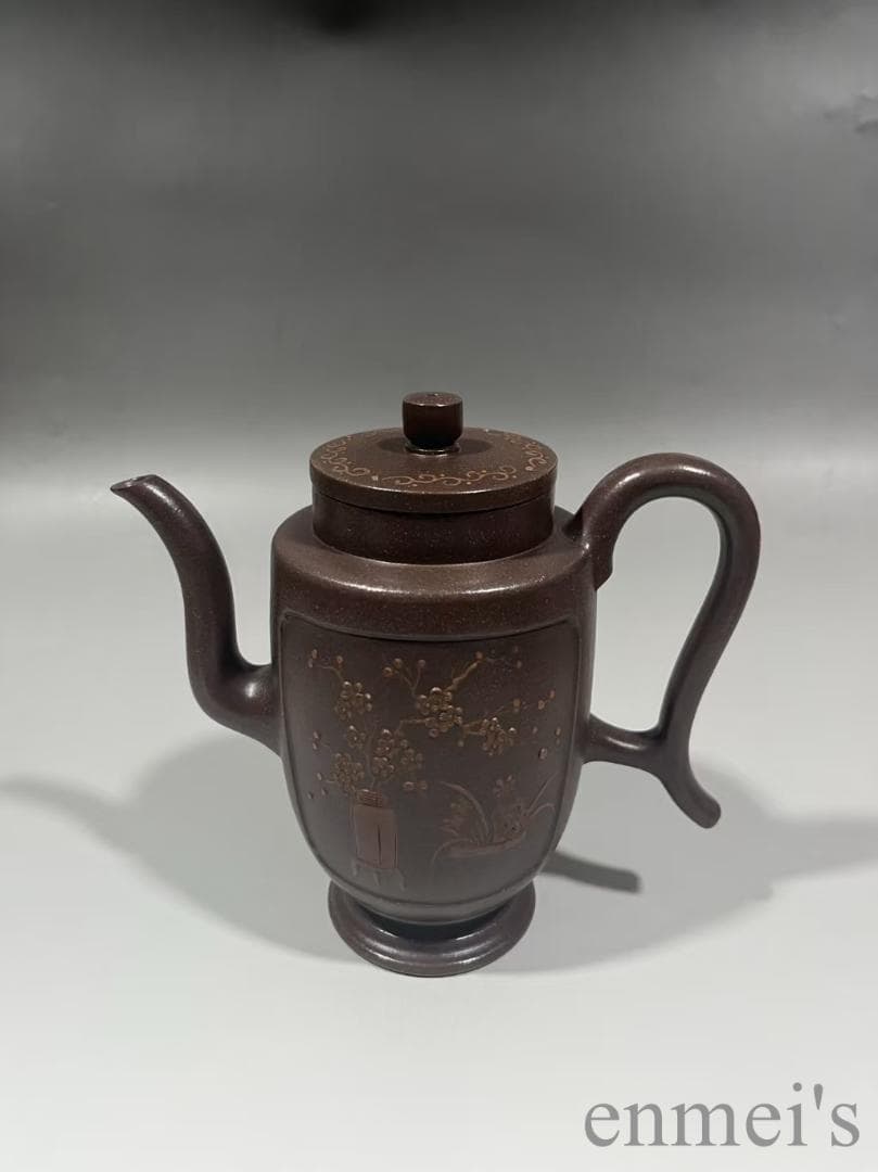 中国古美術 中国宜興 紫砂壺 賞杯壺 大清乾隆年制款 原鉱紫泥 急須 水差し