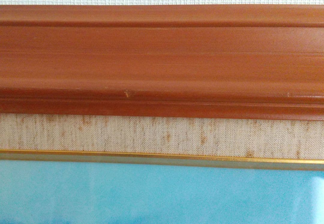 金子東日和　『春閑・針生（南会津』額絵 箱有　59.5×47cm　木製&ガラス