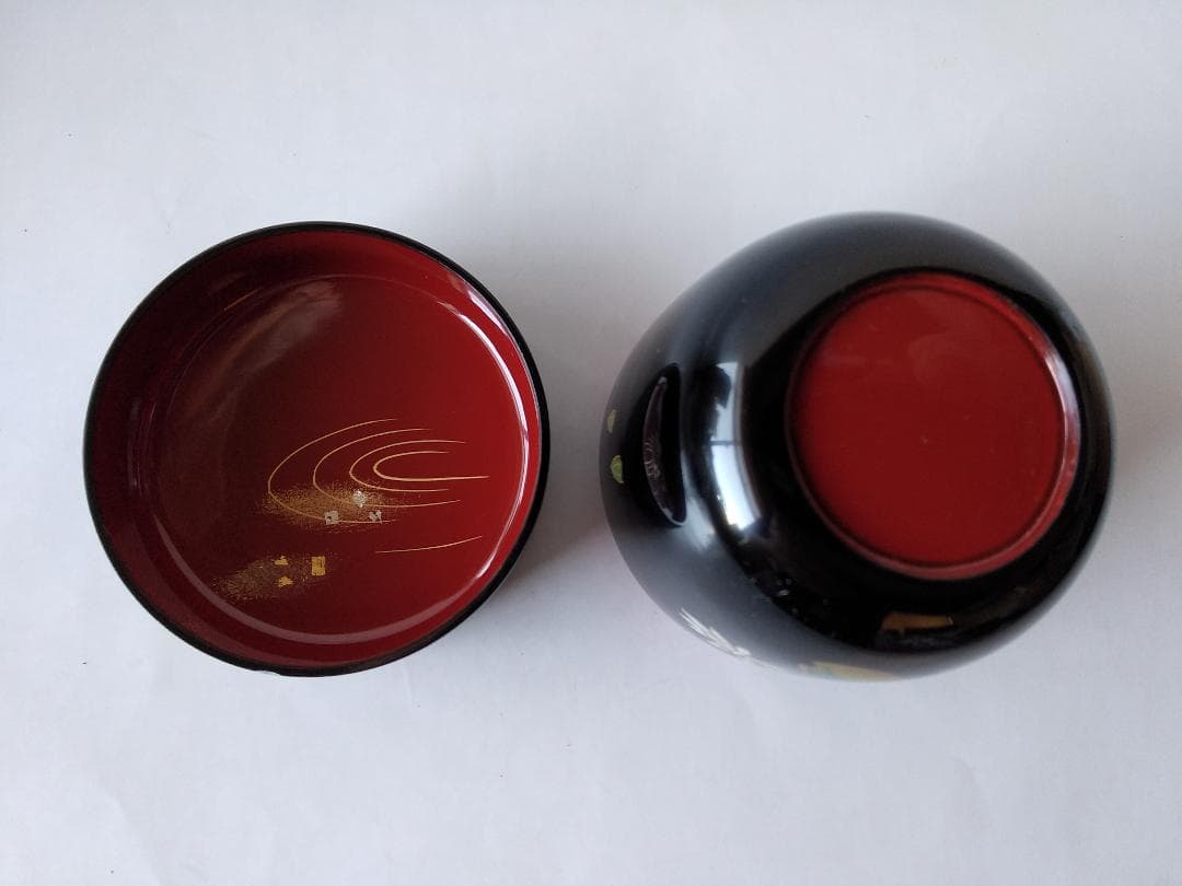 蒔絵師 佐々木麗峰 作 内朱塗 ひつじ草蒔絵 中棗 共箱 栞 漆器 茶道具 新品