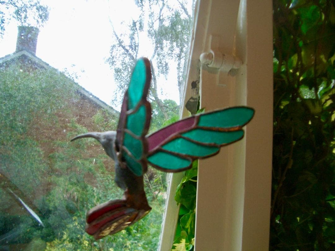 ヴィンテージ　ハチドリ　ハミングバード　アメリカ製　ステンドグラス　オーナメント