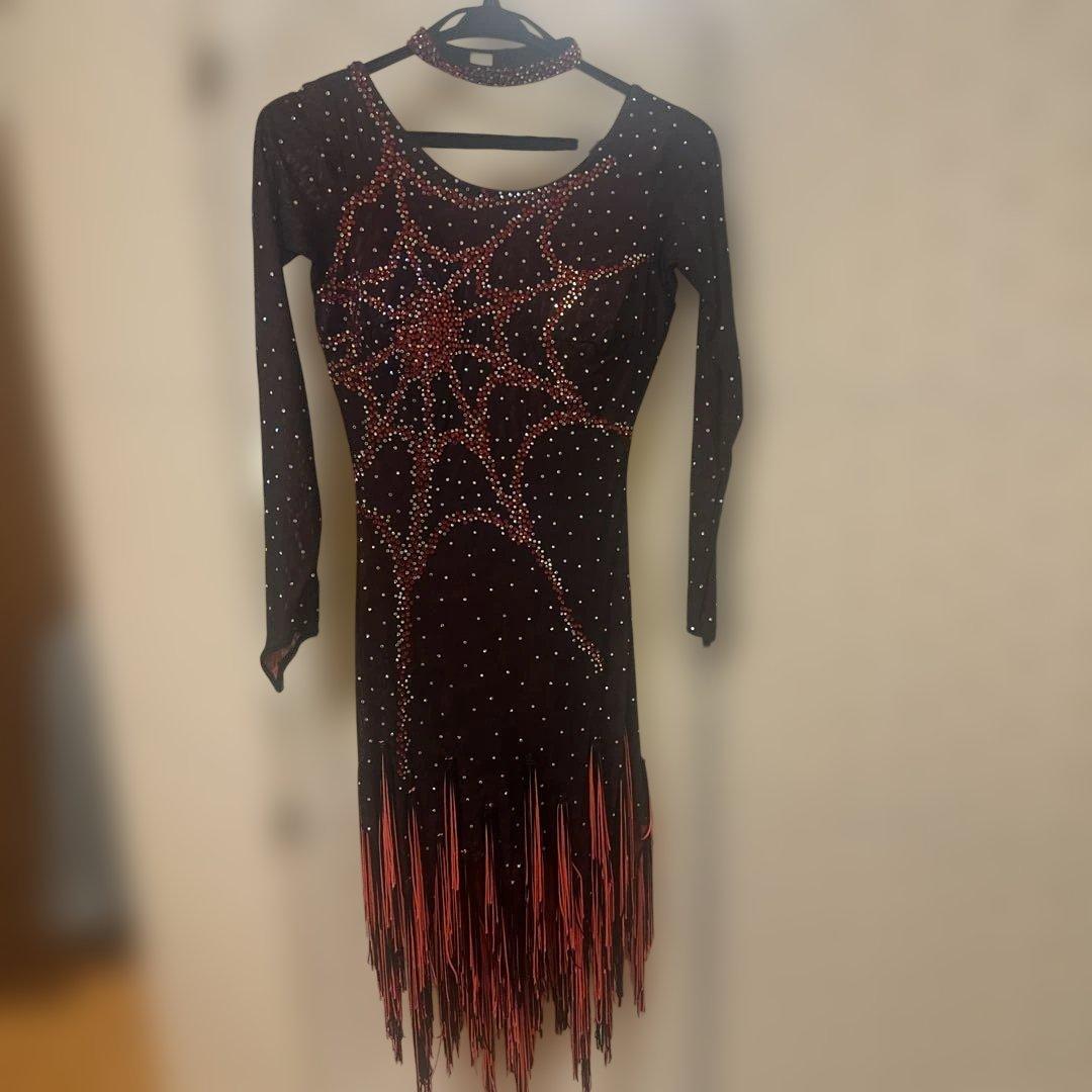 社交ダンス用ラテンドレス Mサイズ 赤黒