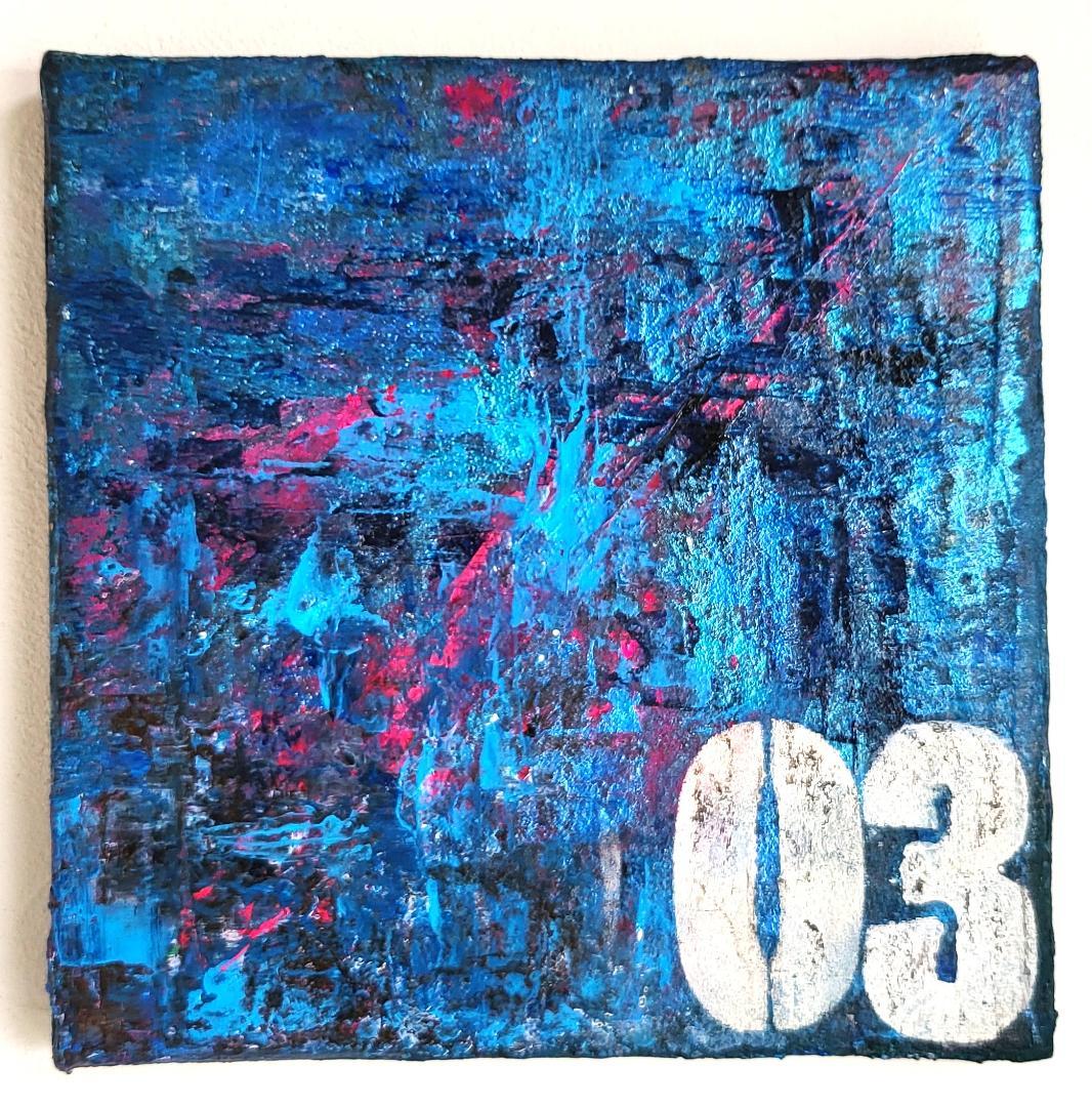 ナンバー3 / テクスチャーアート18×18㎝ S0 モダンアート 原画1点のみ