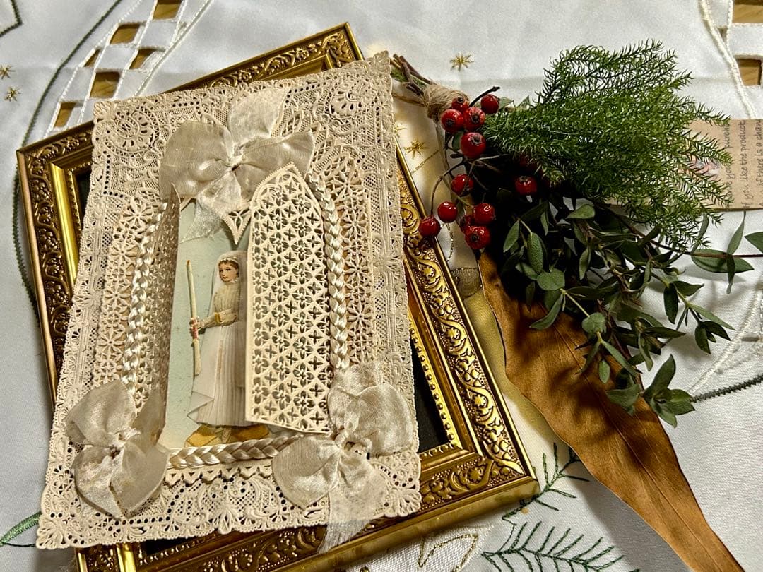 【✨破れなしの美品✨】✳︎フランスアンティーク コミュニオンのカニヴェ✳︎