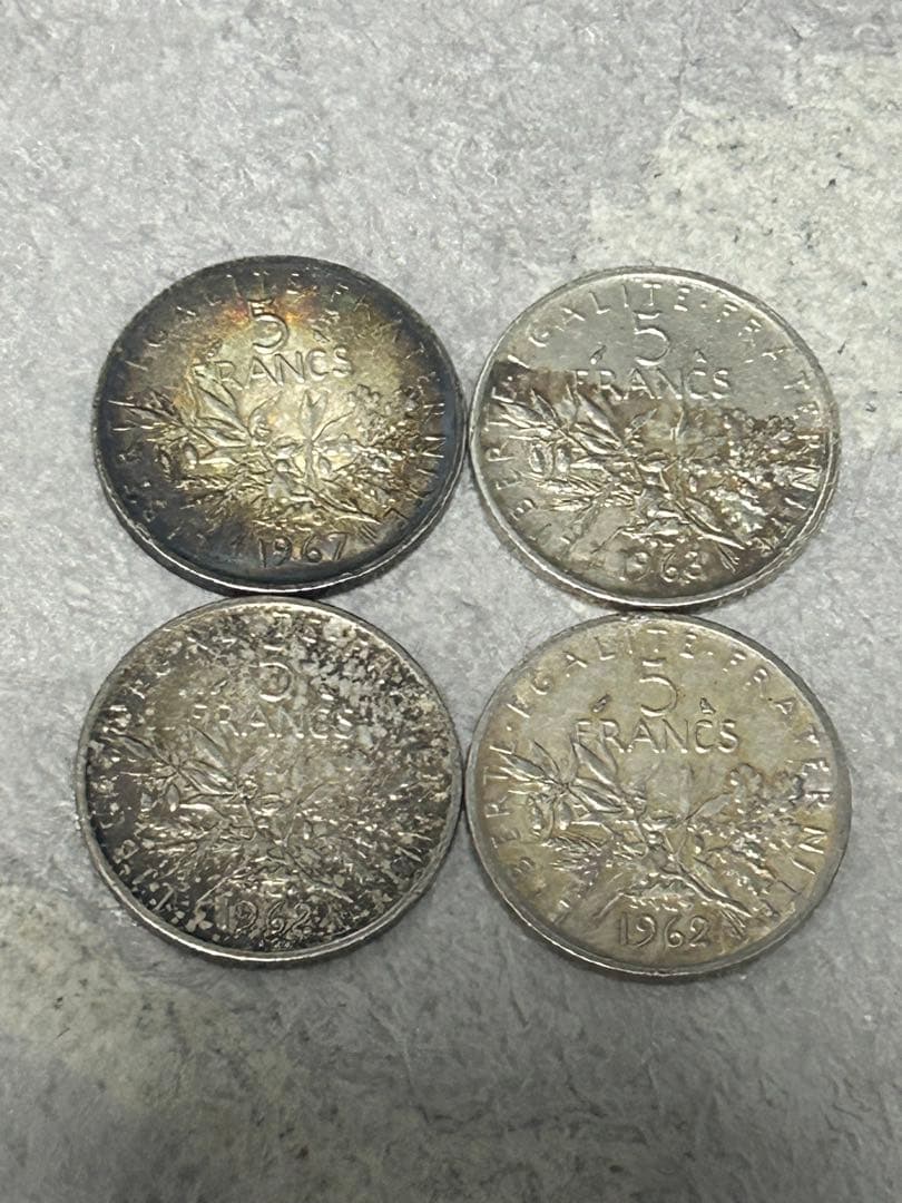 フランス5フラン銀貨 種を蒔くマリアンヌ 4枚