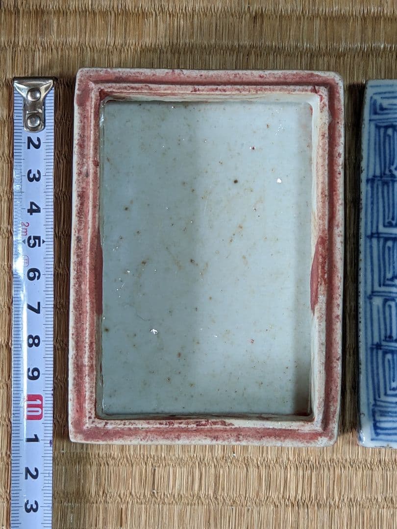 ♦中国古陶磁 青花 長方形印盒 盒子 染付 印泥入 古玩 古美術品 骨董品