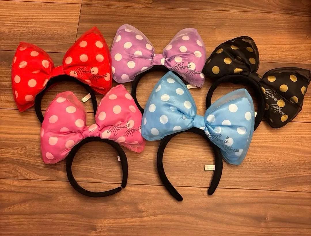 東京ディズニーリゾート　ミニー　水玉　ビッグリボンカチューシャ　5色セット