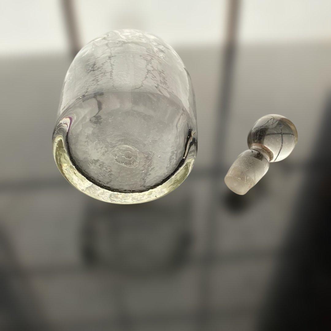 民藝　倉敷ガラス　小谷眞三さん　栓付きモール瓶　クリアガラス　薄黄