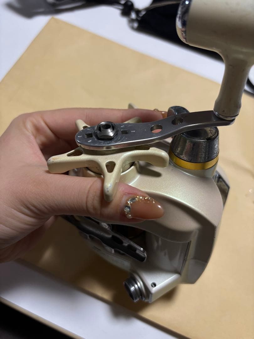 電動リール ホワイト ハンドル付き