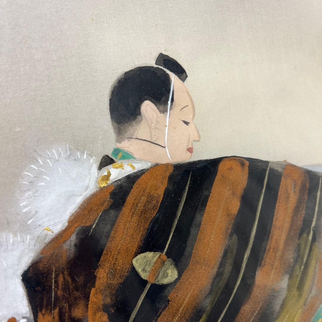 日本画 二井栄逸 勧進帳 弁慶 絹本 能画