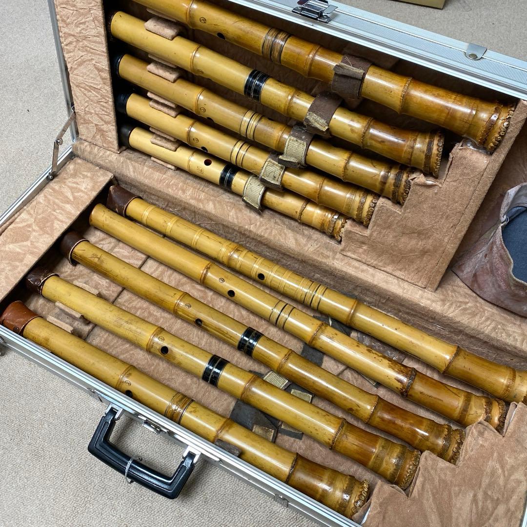 昌香在銘　銀三線竹製尺八　10本入　ハードケース付　トカチ東な8-0111☆2F