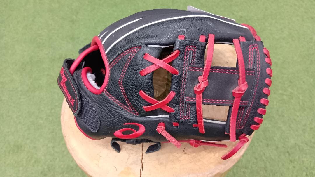 アシックス　Star Shine ジュニア軟式用野球グローブ 黒/赤