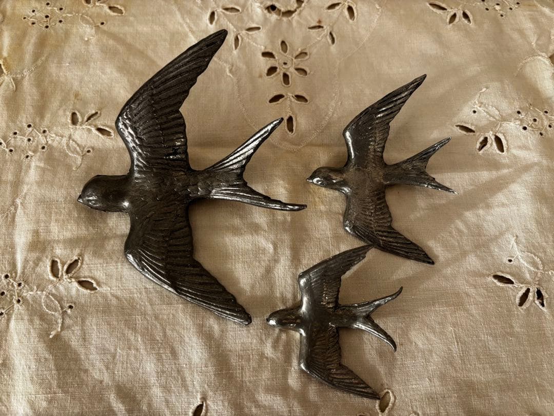 ピューター　ツバメ　3個セット　ブロカント　壁掛け　オーナメント