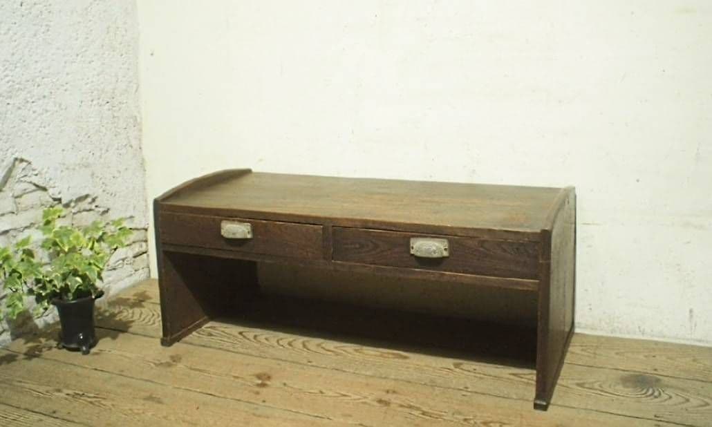 1075 アンティーク　文机　ローテーブル　引き出し　展示台　デスク　レトロ