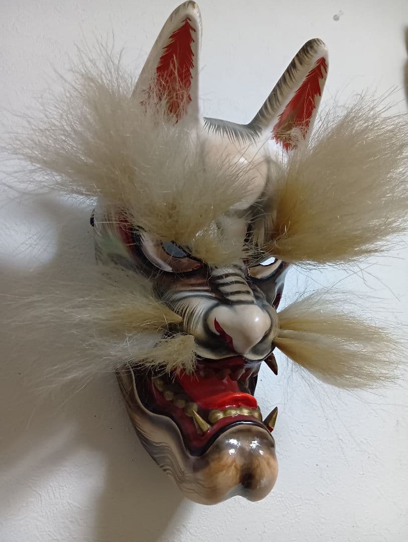 (最終値下げ)石見神楽面 柿田勝郎作 狐面 神楽面 伝統芸能