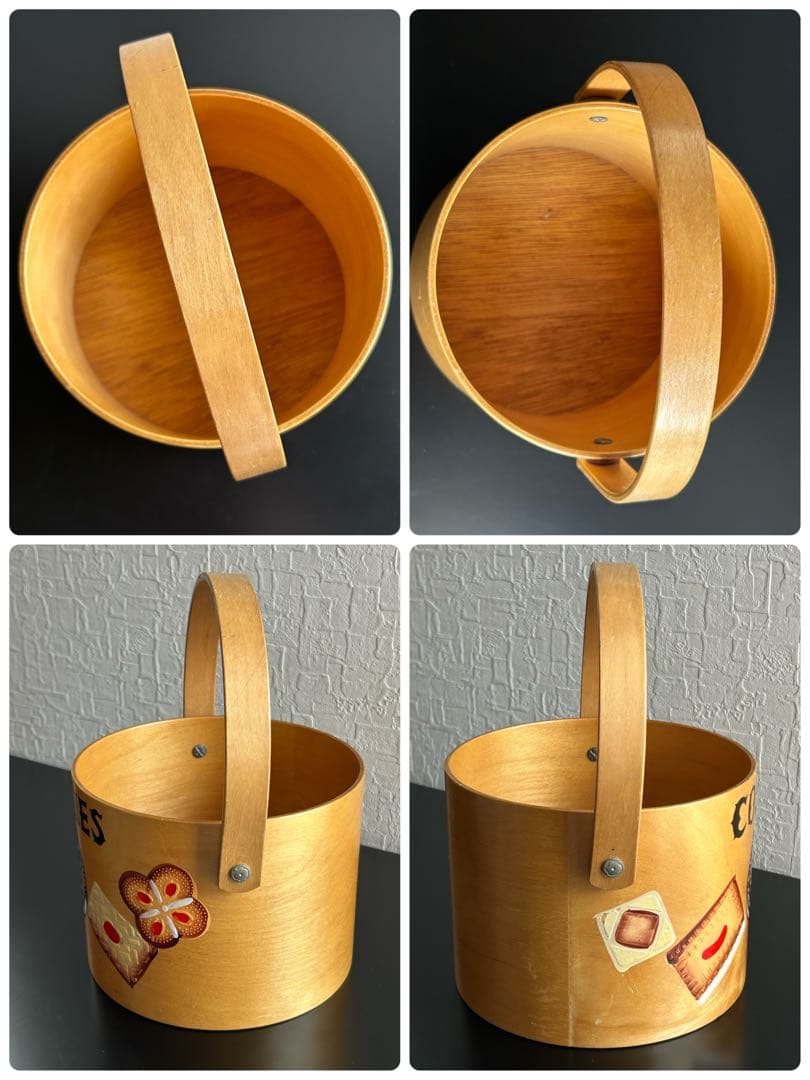 ヴィンテージ　木製クッキージャー　ビスケット　アンティーク　古道具　USA