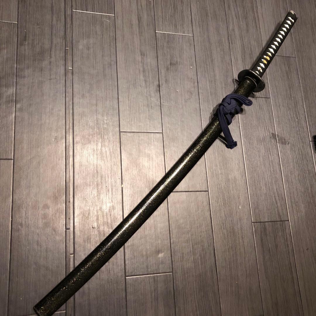 高級模造刀　居合刀　黒拵え　亜合金刀身　優乱刃紋