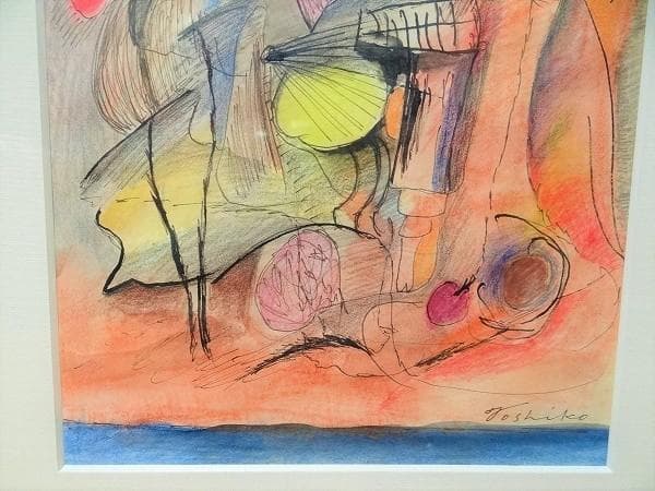 80年代 ビンテージ 真作 1985年 野口登士子 浜辺 直筆サイン入り 絵画