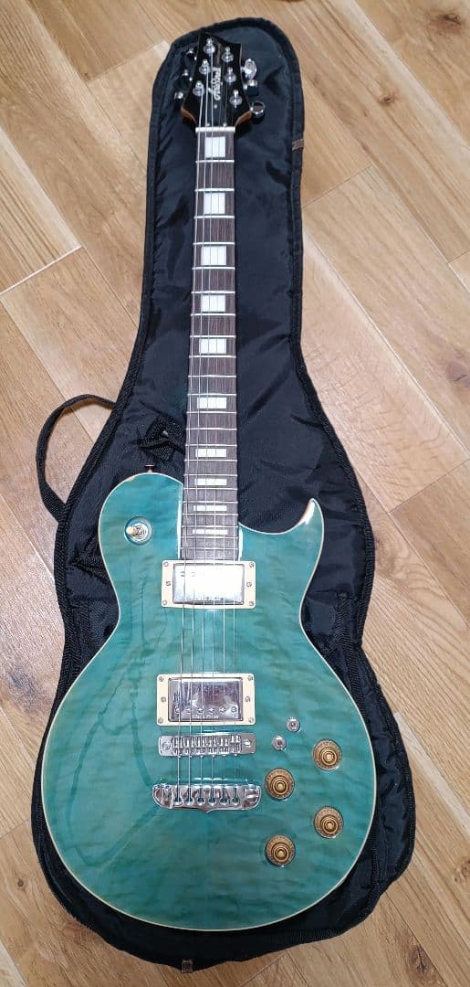 青色　レスポール　エレキギター　水色