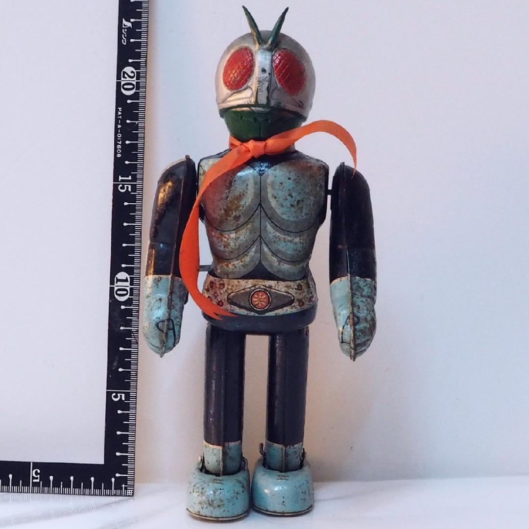 エンゼル【仮面ライダー2号 動作不良】当時物ブリキ ゼンマイ歩行 TIN TOY