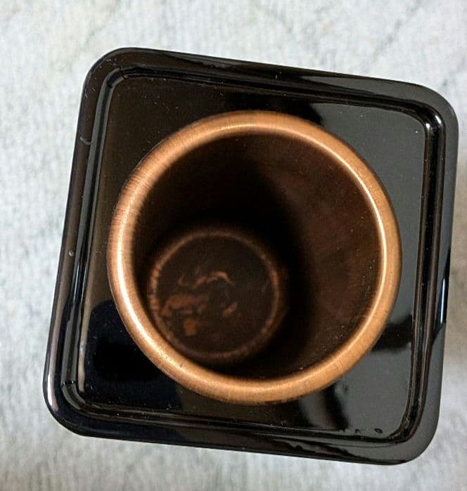 漆器 花瓶 黒色 花柄 台付