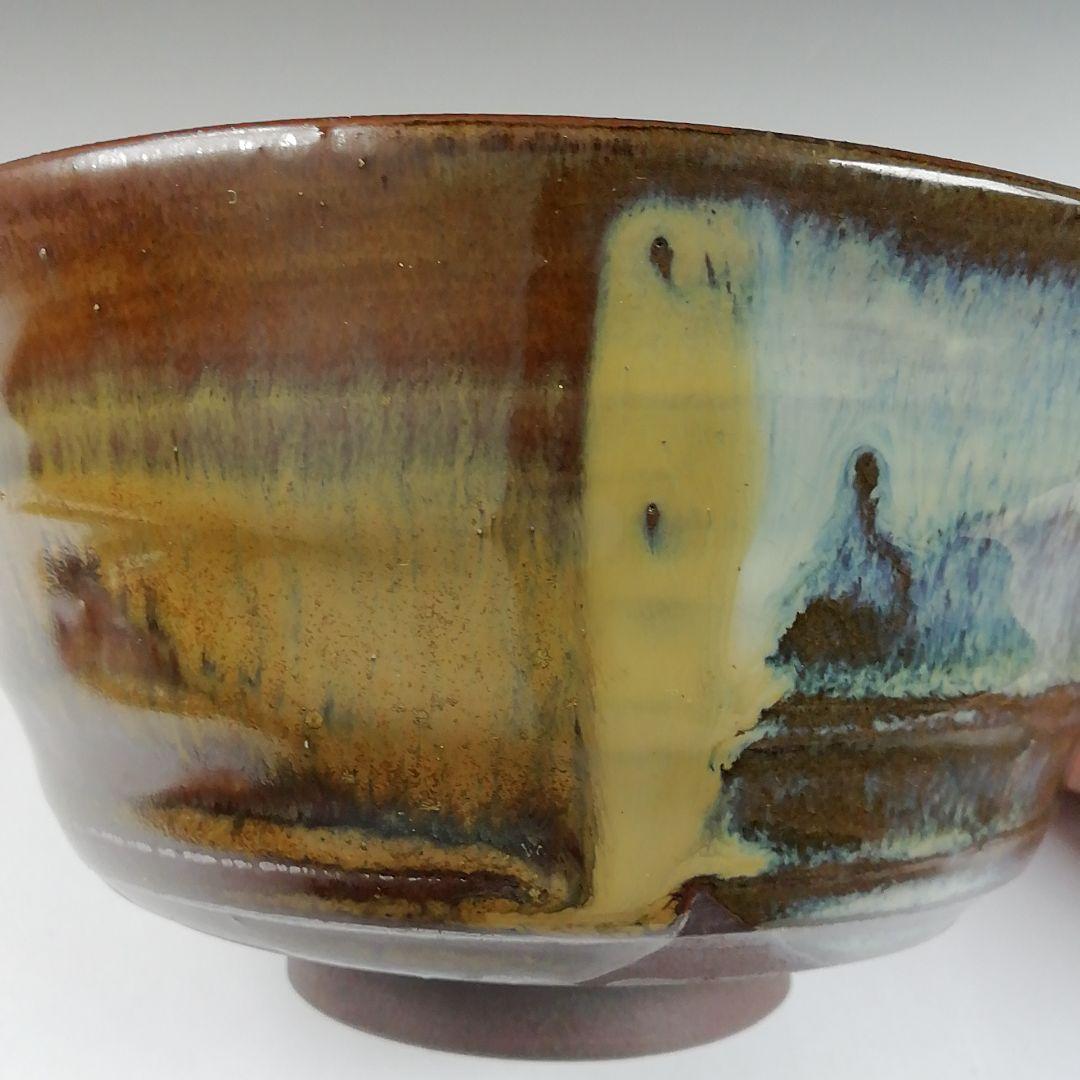 Ｔ５９５　茶碗　『高取焼』『掛分釉　茶碗』『亀井味楽 造』　共箱　抹茶碗　茶道具