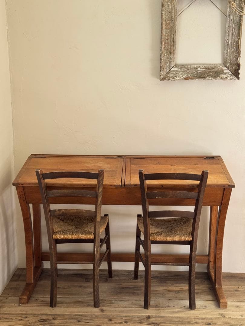 1900s初期 フランスアンティーク 2人掛けスクールデスク