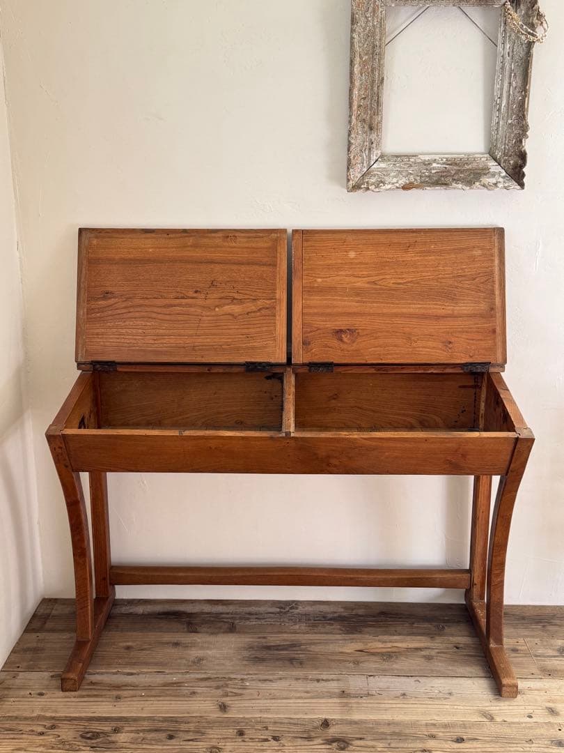 1900s初期 フランスアンティーク 2人掛けスクールデスク