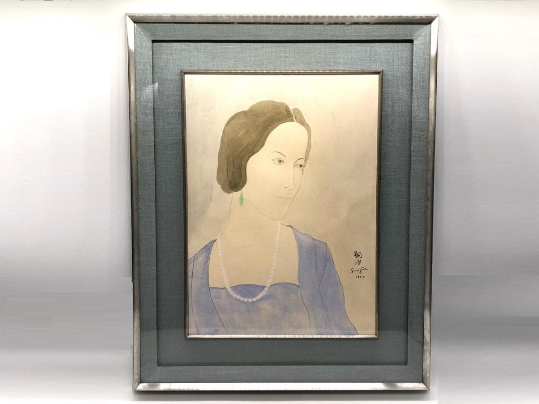 藤田嗣治　女性肖像 1923　肉筆水彩　額装