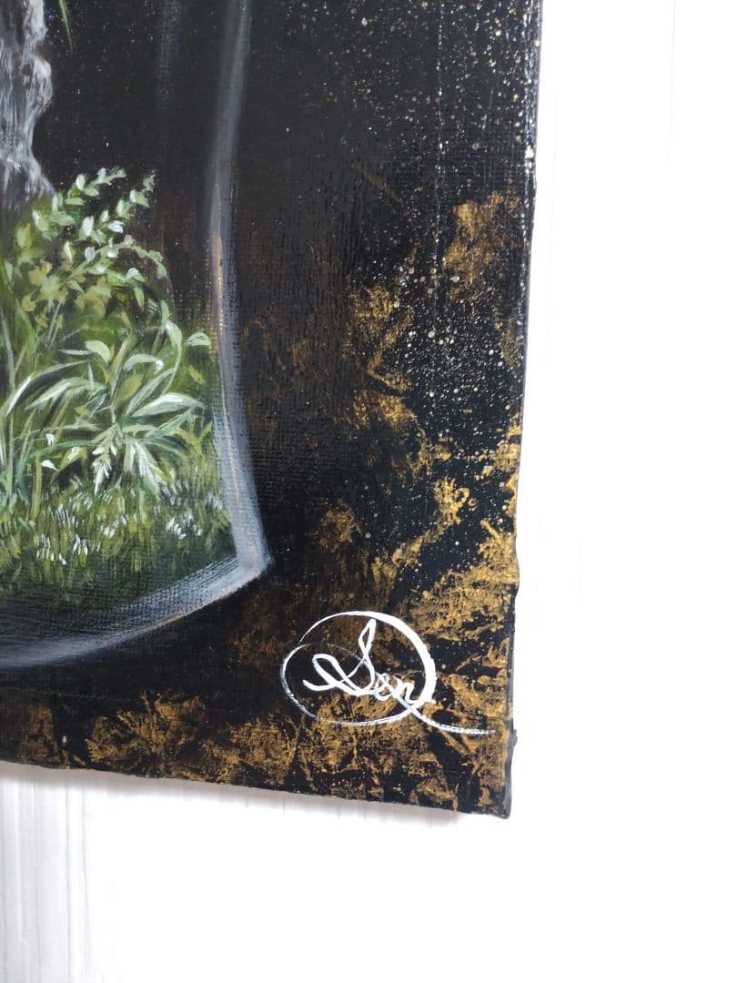 テラリウムの油絵【上昇】1点物の原画アート/作者サイン入り/F3号キャンバス