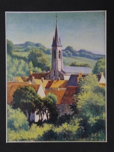 中根寛、【白い塔（フランス　ブルゴーニュ）】、希少な額装用画集より