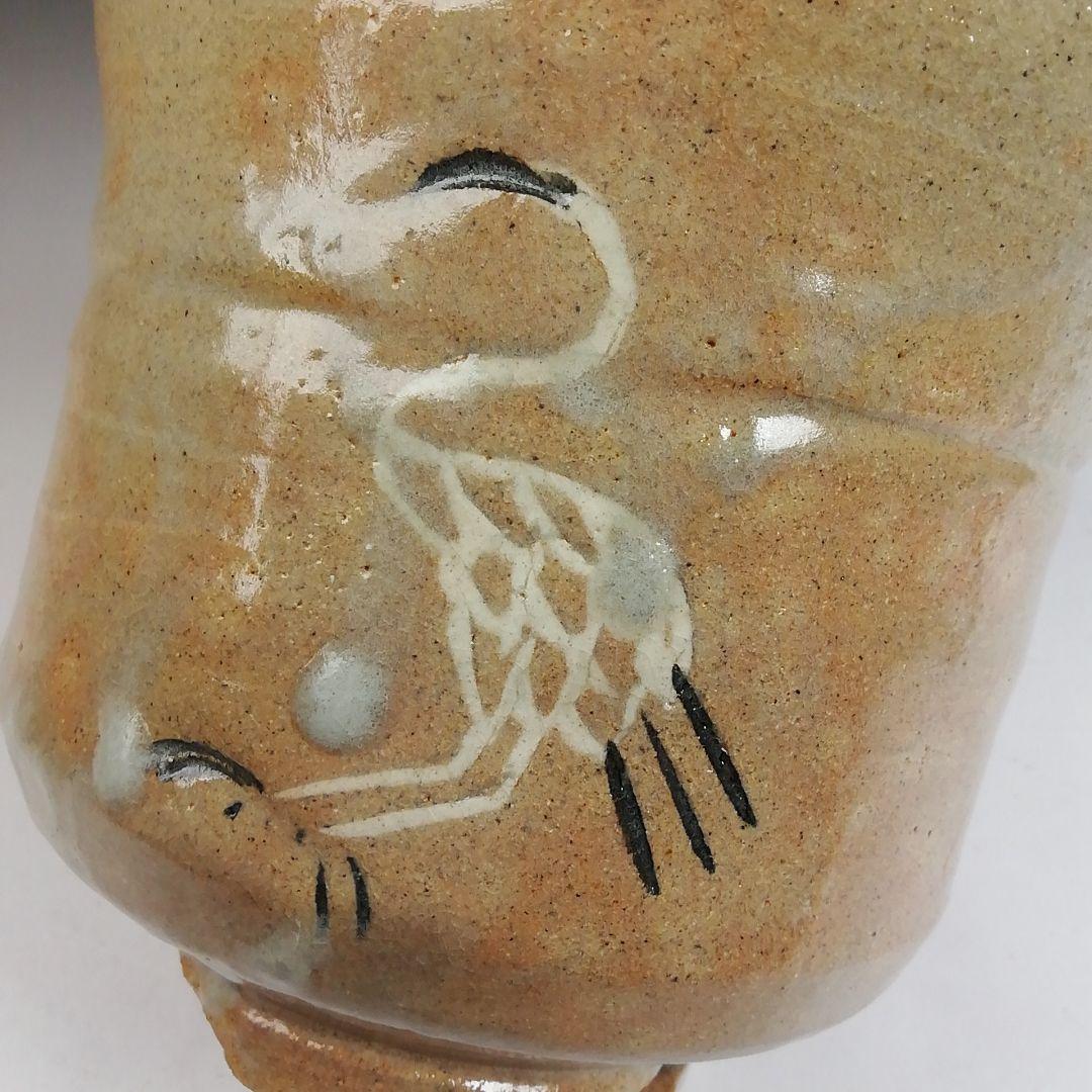 Ｔ９７８　茶碗　『立鶴』『筒茶碗』『廣州窯 造』　共箱　抹茶碗　茶道具