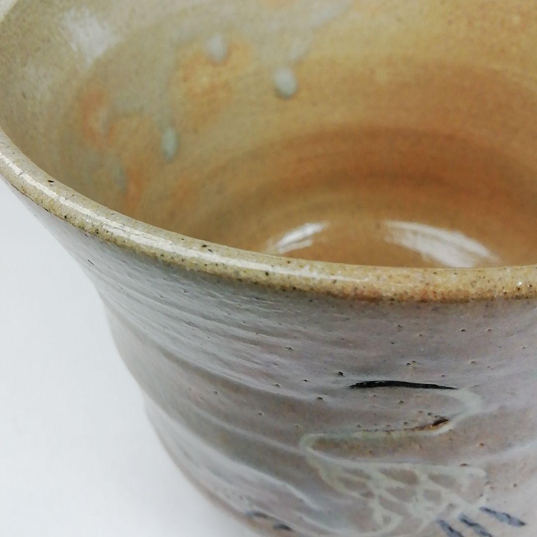 Ｔ９７８　茶碗　『立鶴』『筒茶碗』『廣州窯 造』　共箱　抹茶碗　茶道具