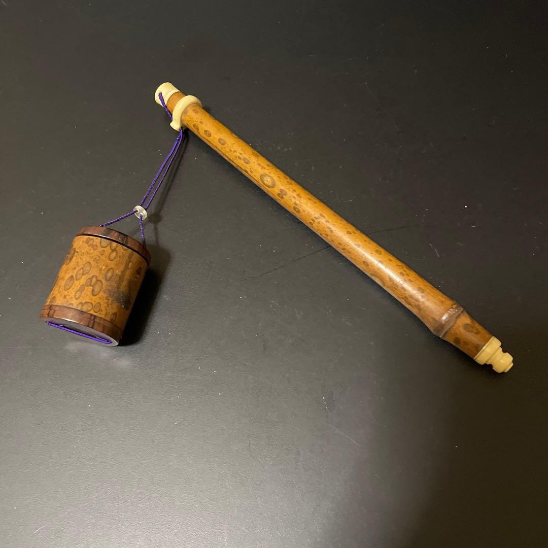 古い　斑竹　筆筒　筆入れ　書道