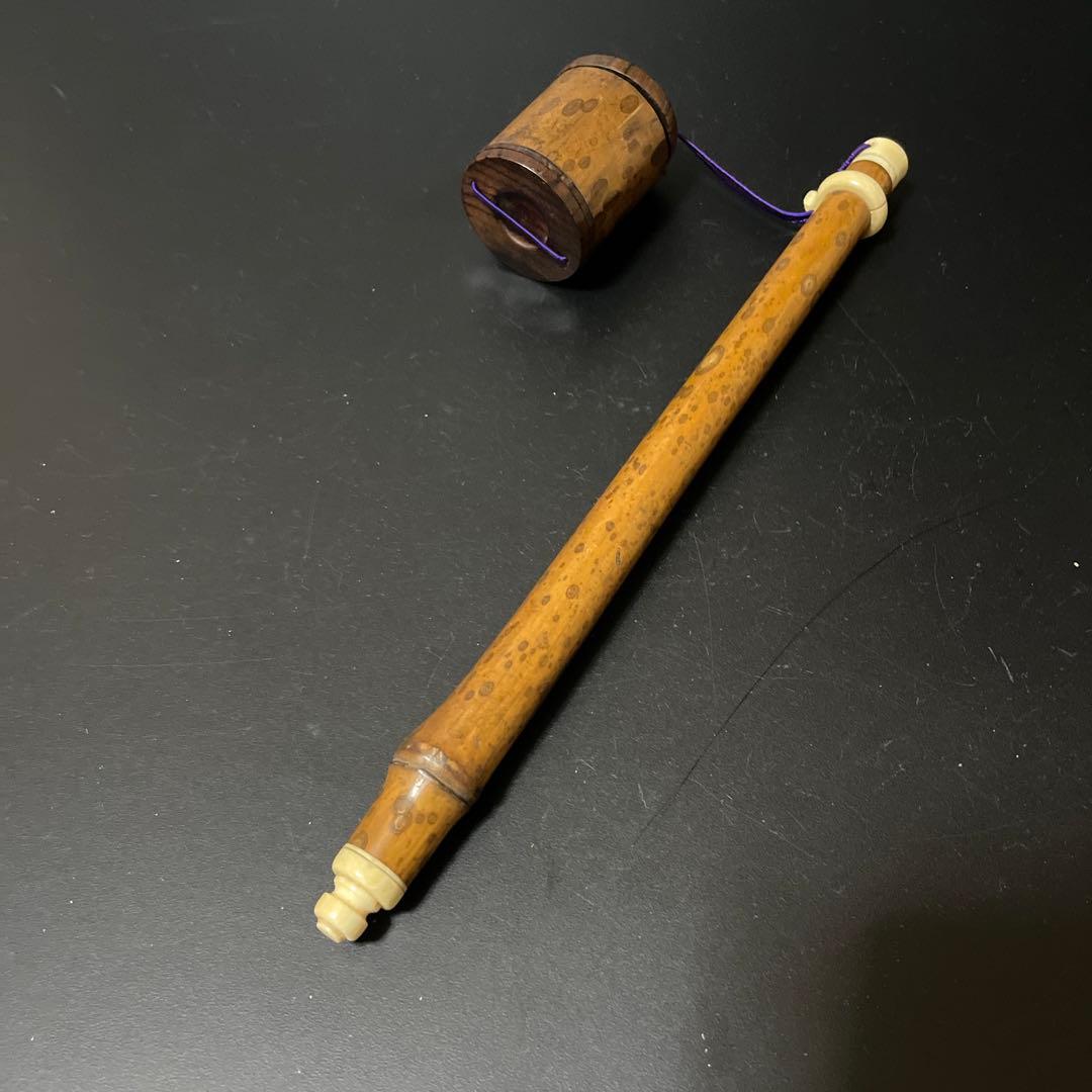 古い　斑竹　筆筒　筆入れ　書道