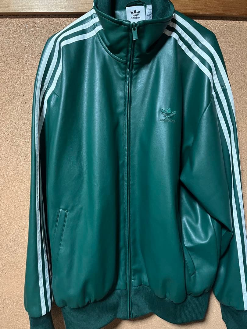 adidas フェイクレザートラックジャケット 2XL グリーン 窪塚