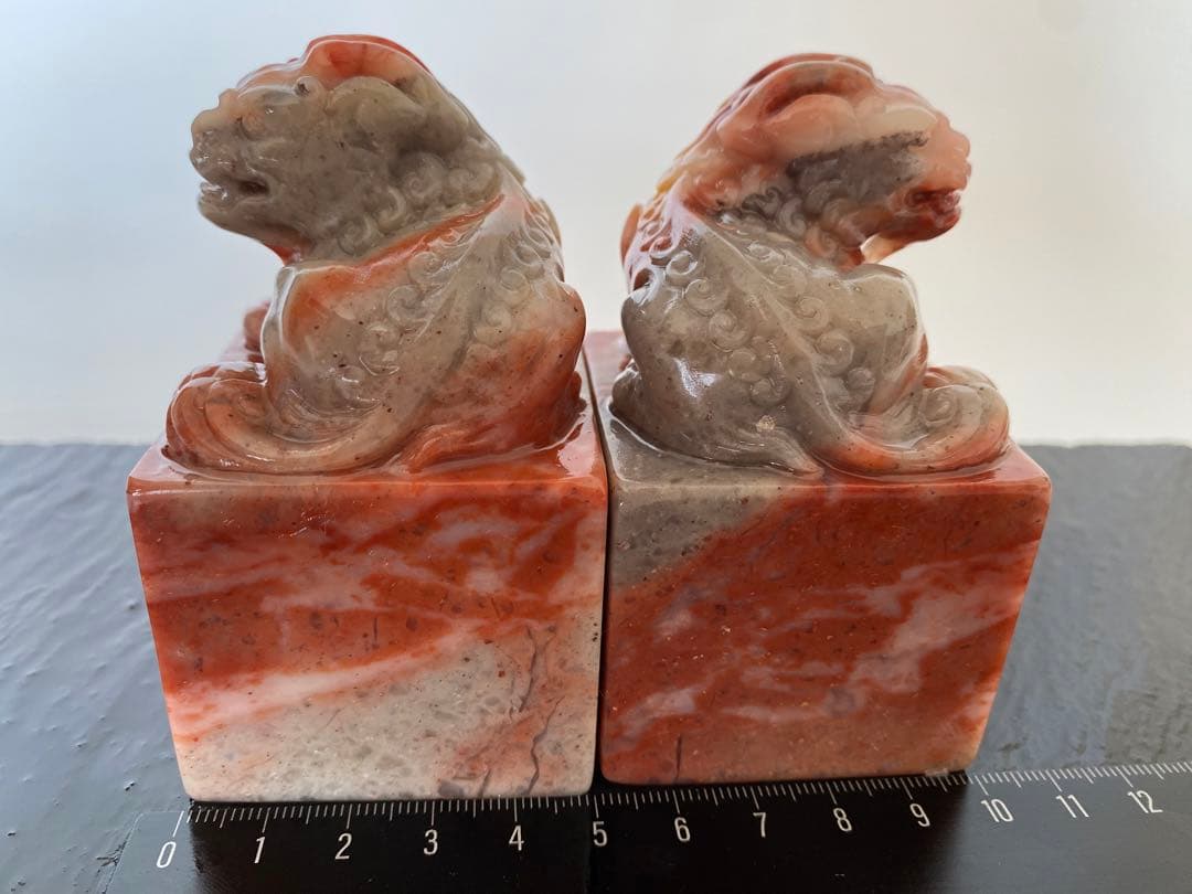 寿山石　紅石　貔貅　古獣　5cm　印材　印石　大材　書道　篆刻　落款　雅号　日展