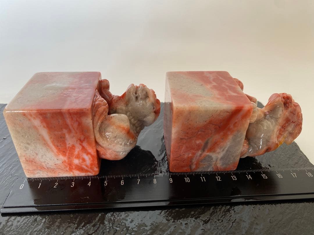 寿山石　紅石　貔貅　古獣　5cm　印材　印石　大材　書道　篆刻　落款　雅号　日展