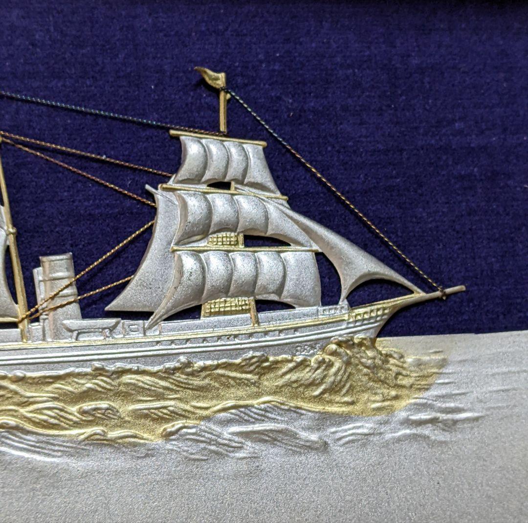 アンティーク　SILVERプレート額装　高砂丸 /日本郵船/記念品