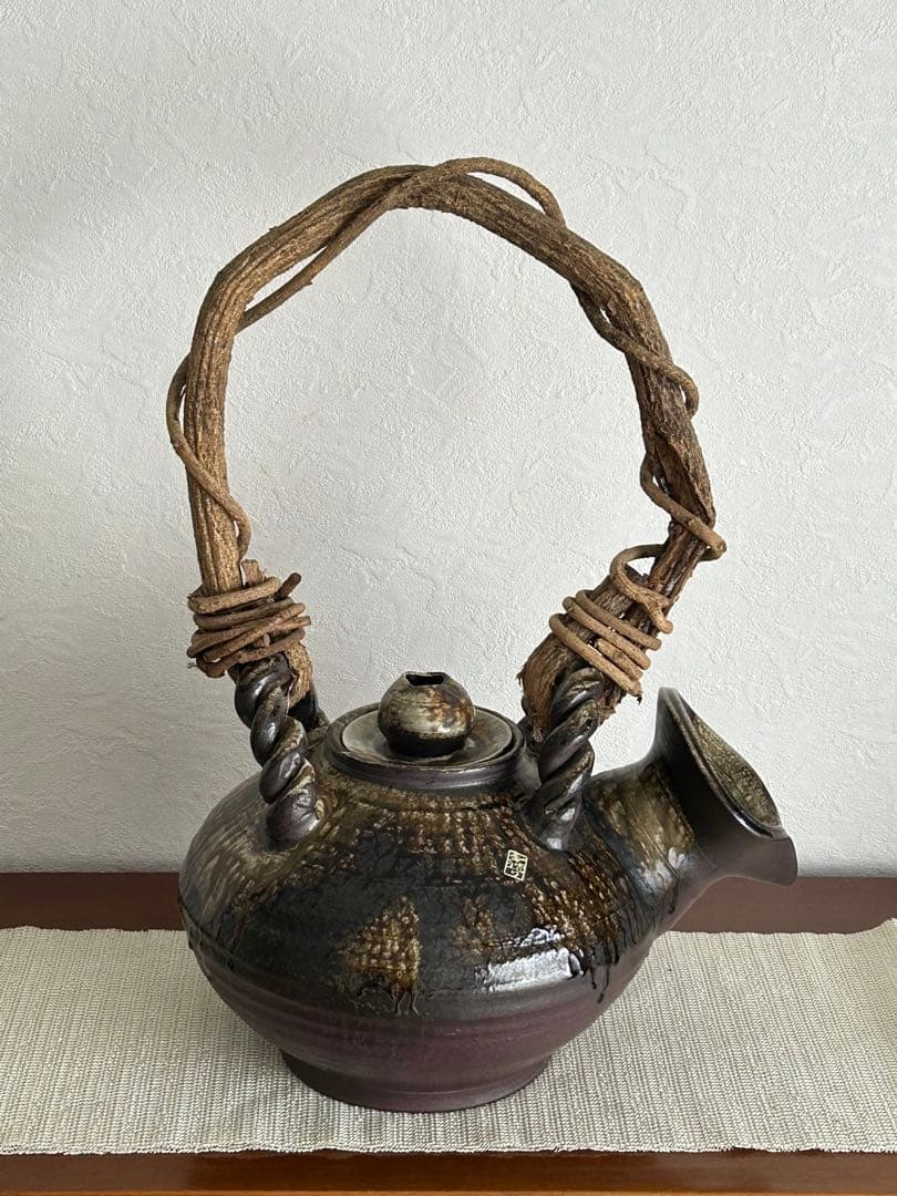 【送料無料】信楽焼　手造り　土瓶　花瓶　置物　特大