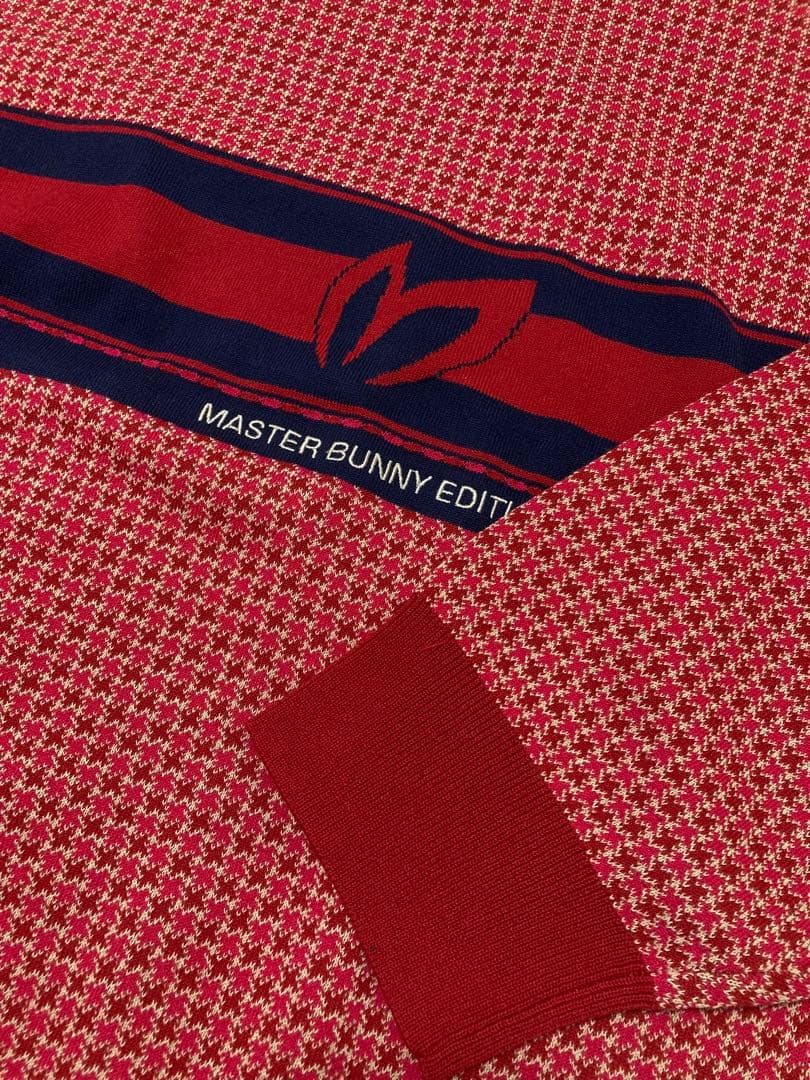 新品 パーリーゲイツ マスターバニー 千鳥編み込み ニット(6)サイズLL/赤