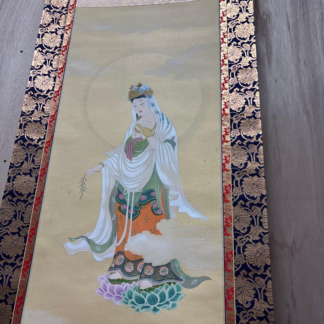 田中浩伸 掛軸 雲上観音　美術品　0121o83