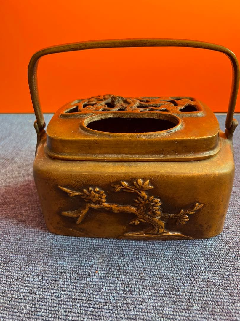 1033 中国骨董　大明宣徳年製銘　銅製　手炉　香炉　時代物