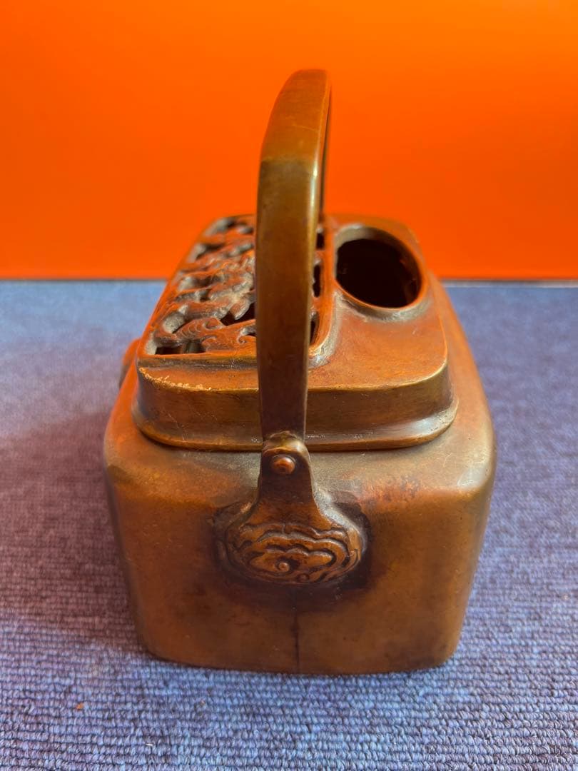 1033 中国骨董　大明宣徳年製銘　銅製　手炉　香炉　時代物