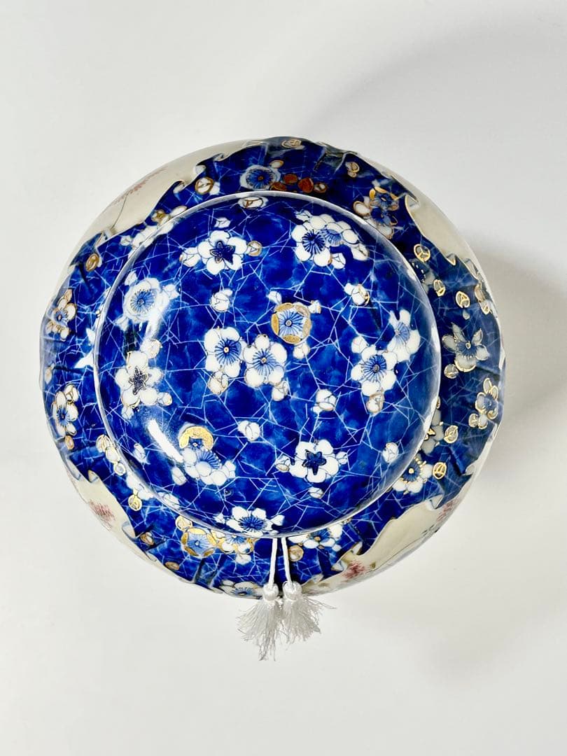 明治期 瀬戸焼 染錦朝顔文沈香壺 飾壺 瀬戸