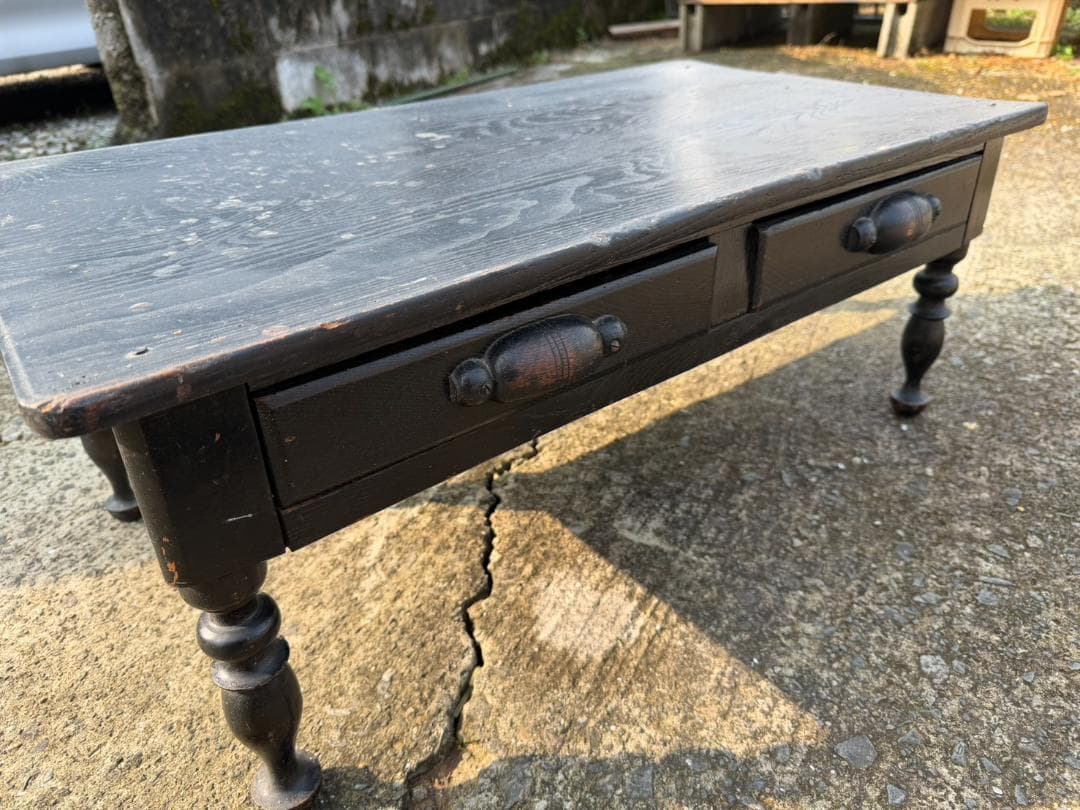 昭和レトロ　昔ながらの木製机 黒